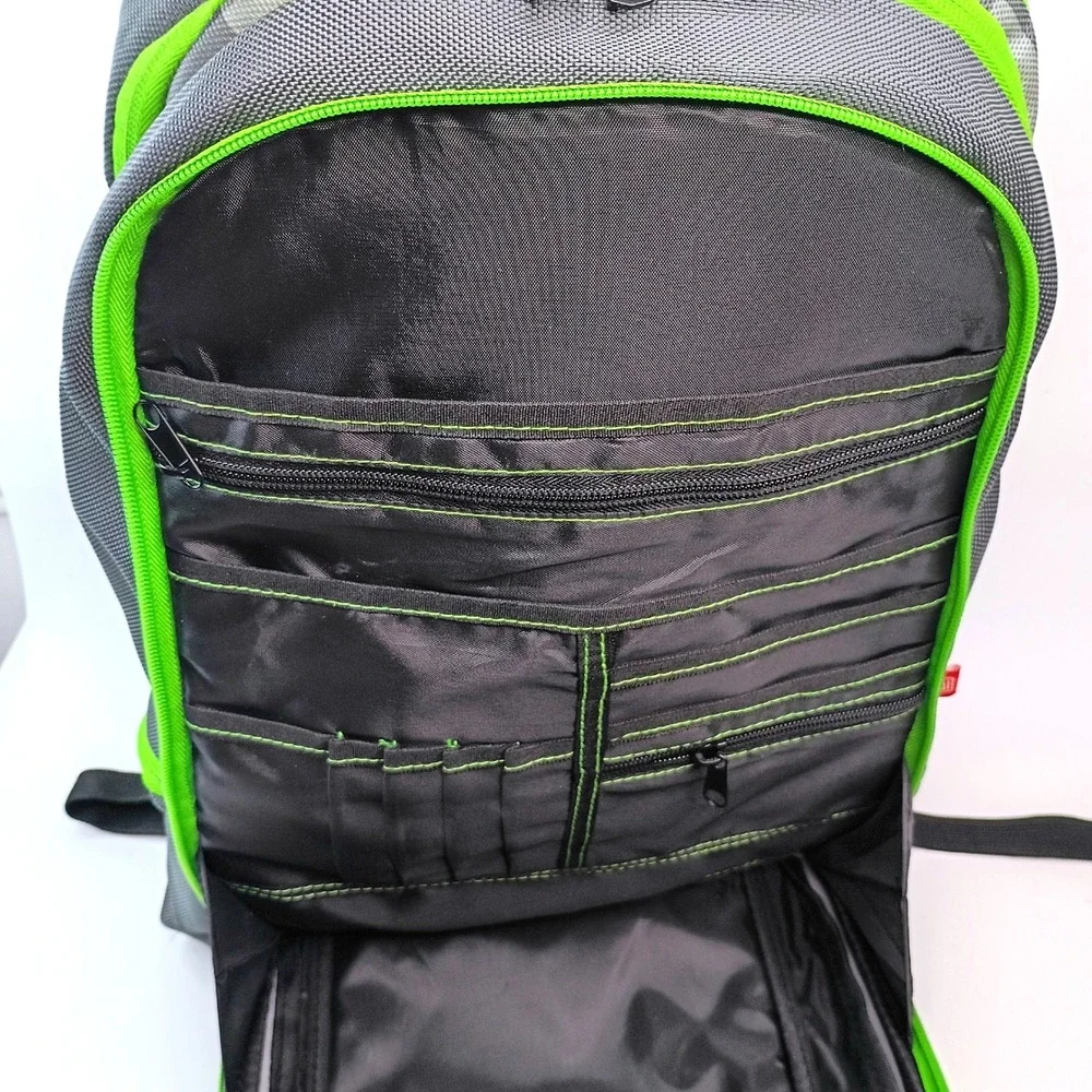 Ful Laptop Backpack Grey Lime Green Multi-Compartment Air Flow Panel Travel‎ Bag